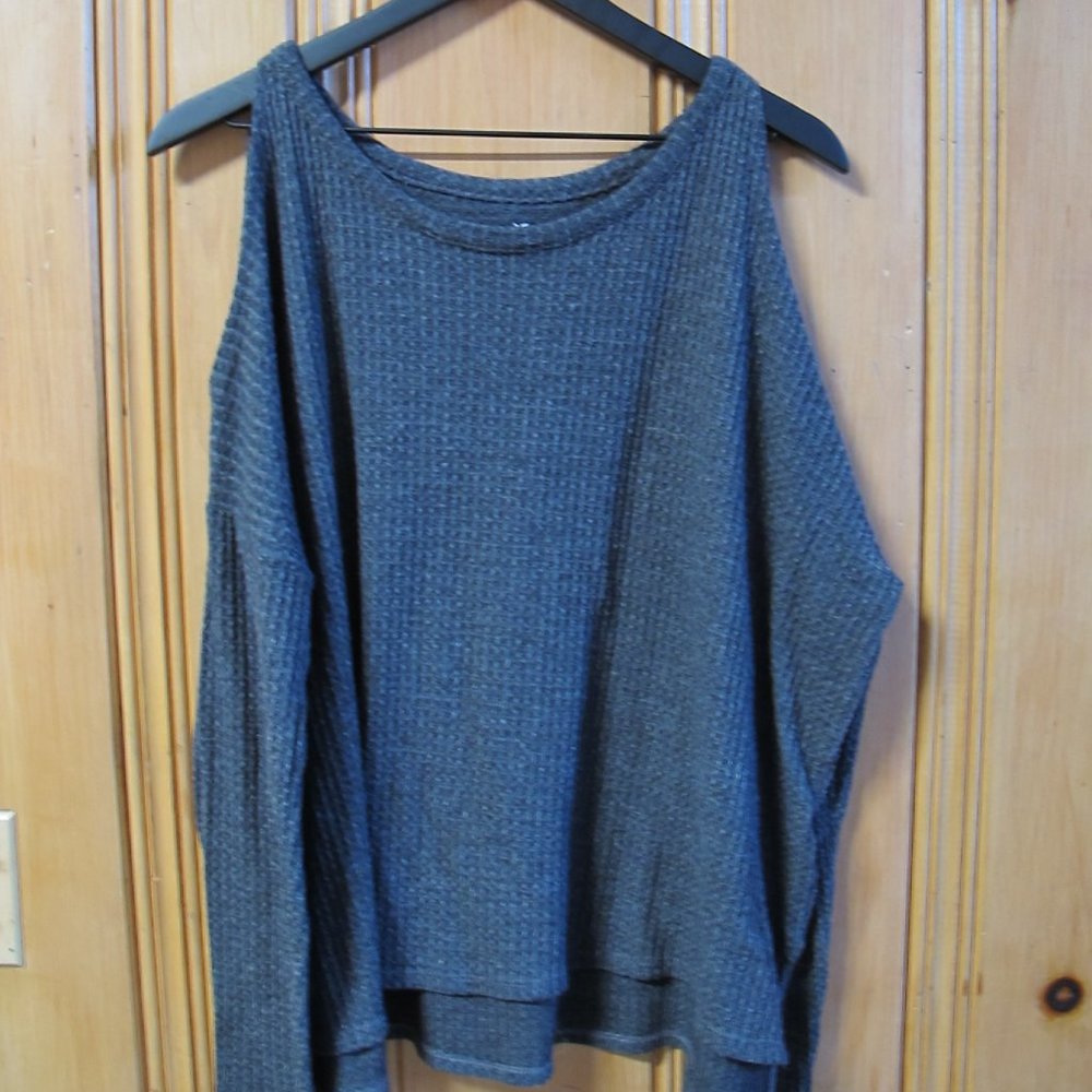 Gray Shoulder Sweater